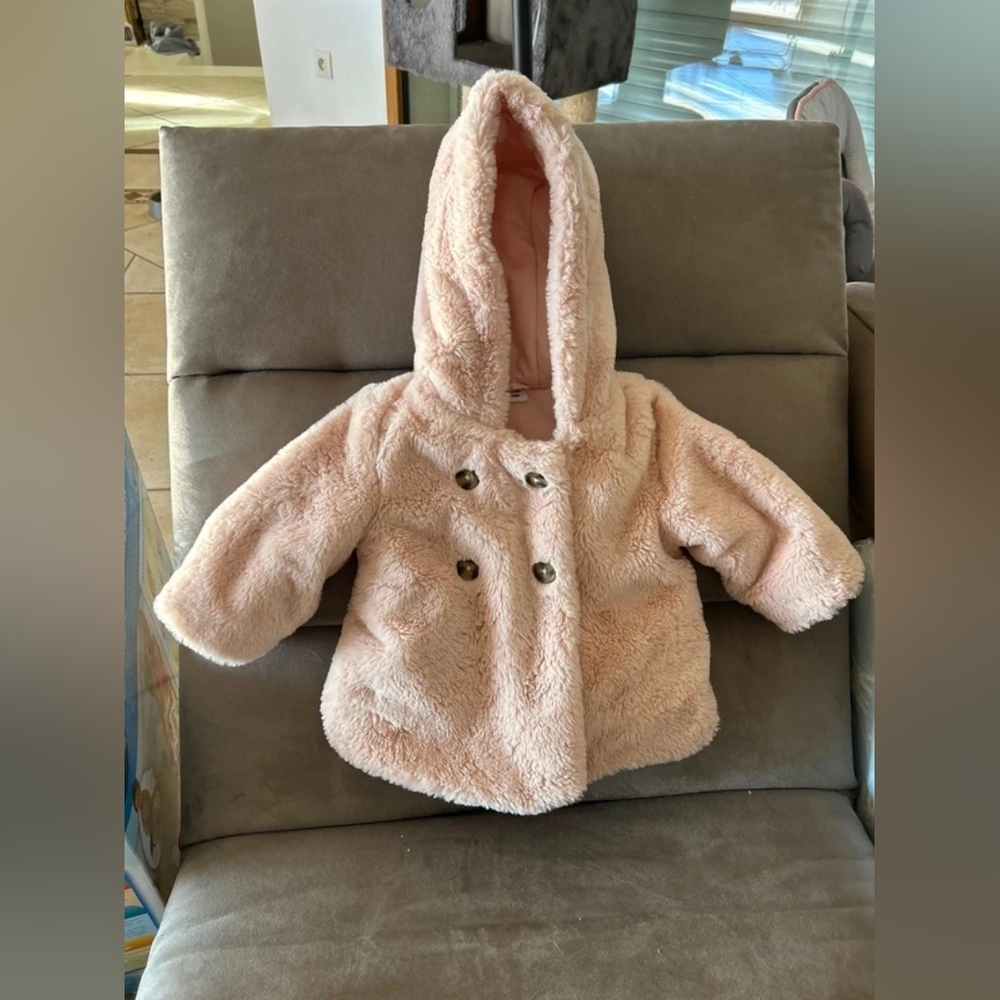Adorable Pink Fleece Kids Puffer Coat